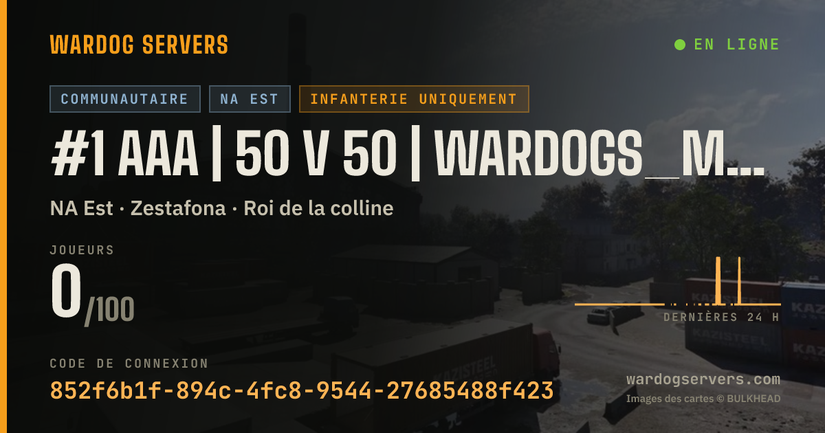 Bannière d’état en direct de #1 AAA | 50 v 50 | Wardogs_Mafia | NA-East | INFANTRY ONLY