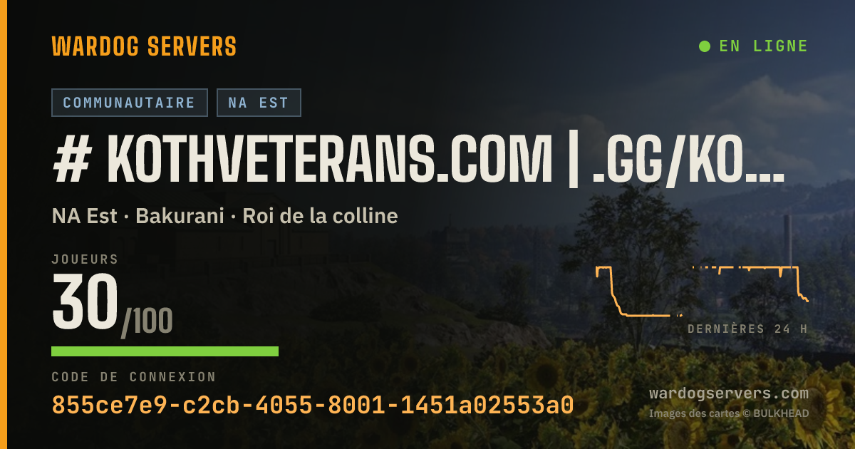 Bannière d’état en direct de # KOTHVeterans.com | .gg/kothveterans | NA1 | LVL 30 MAX