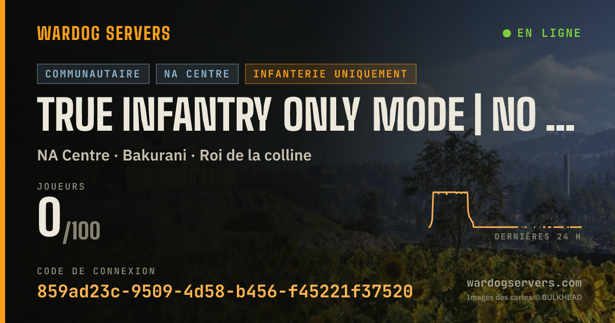 Bannière d’état en direct de TRUE Infantry ONLY mode | No Gunvees, GL | PING LIMIT - GF26