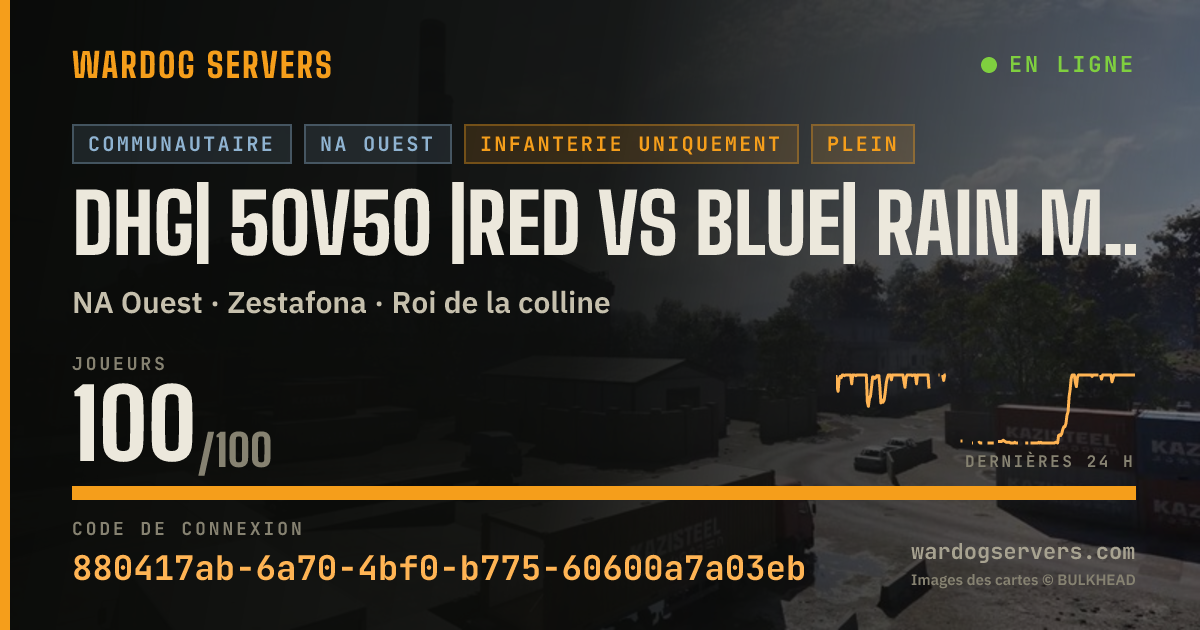 Bannière d’état en direct de DHG| 50v50 |Red vs Blue| Rain Maps | discord.gg/dhg