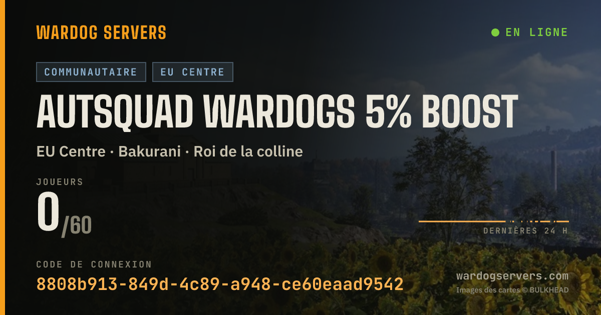 Bannière d’état en direct de AUTSquad Wardogs 5% boost