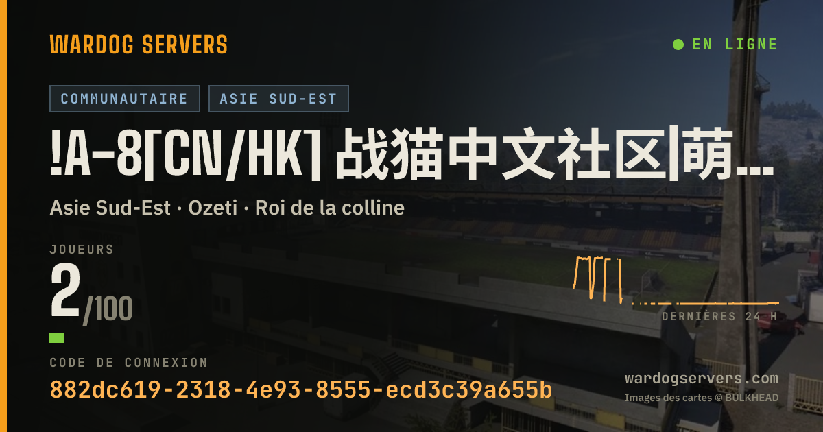 Bannière d’état en direct de !A-8[CN/HK] 战猫中文社区|萌新保护限制KD10禁止武装载具|轻步战打灰|Q953273555