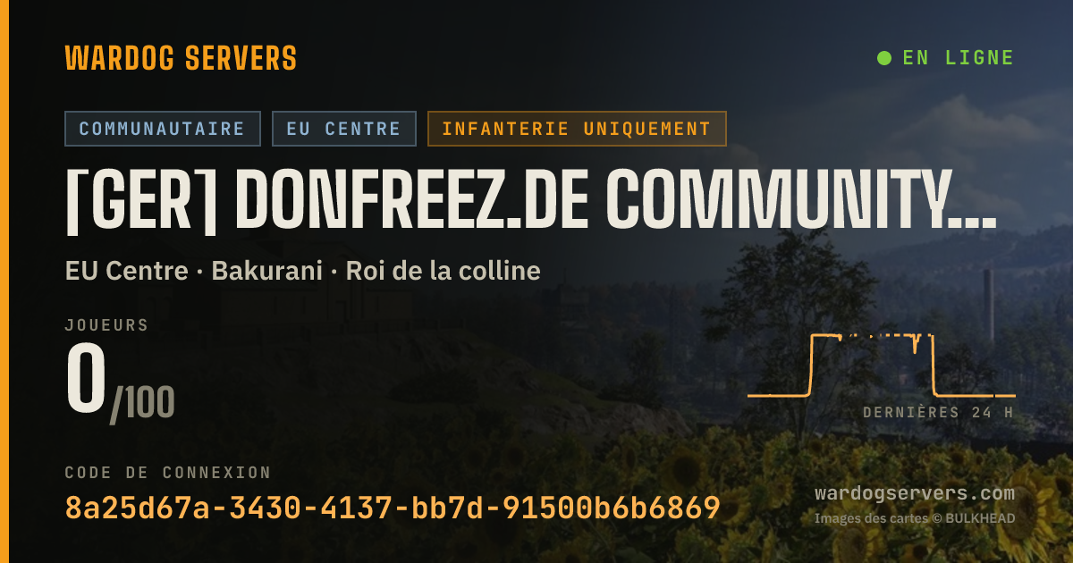 Bannière d’état en direct de [GER] DonFreez.de Community Server - Infantry Only - No GL+ Heli
