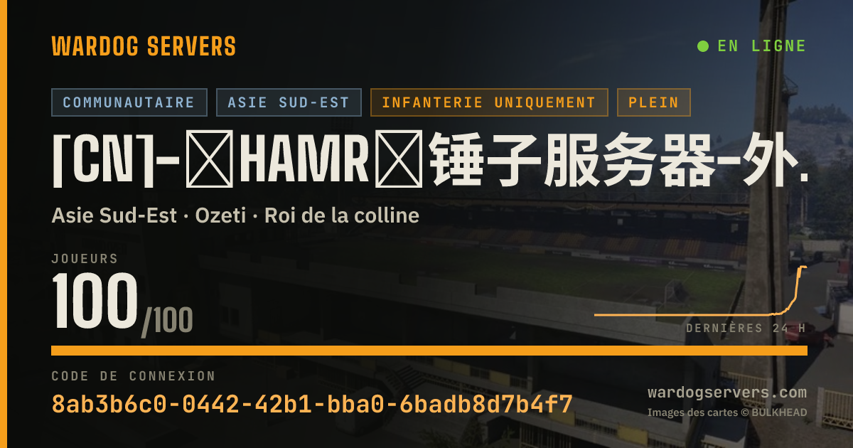 Bannière d’état en direct de [CN]-︾HAMR︾锤子服务器-外挂秒踢 I 禁止迫击炮 I qq群：1109286271