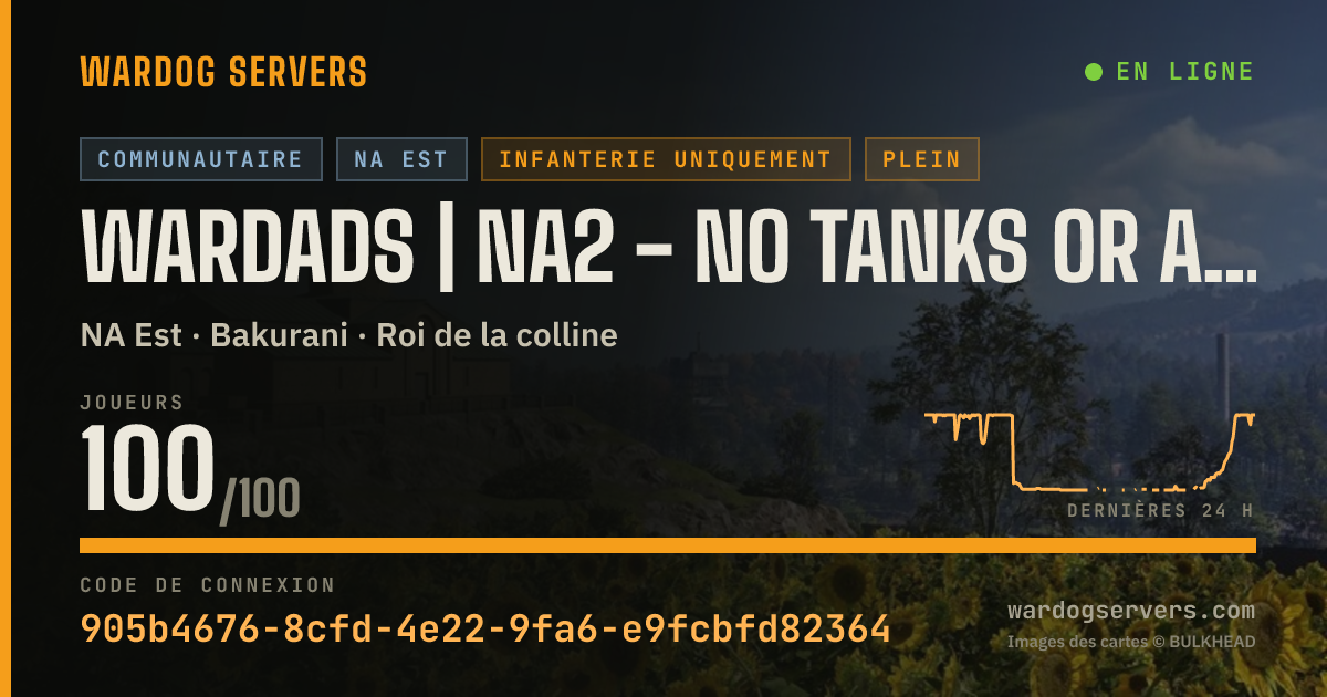 Bannière d’état en direct de WARDADS | NA2 - NO TANKS OR AIR ASSAULT VEHICLES