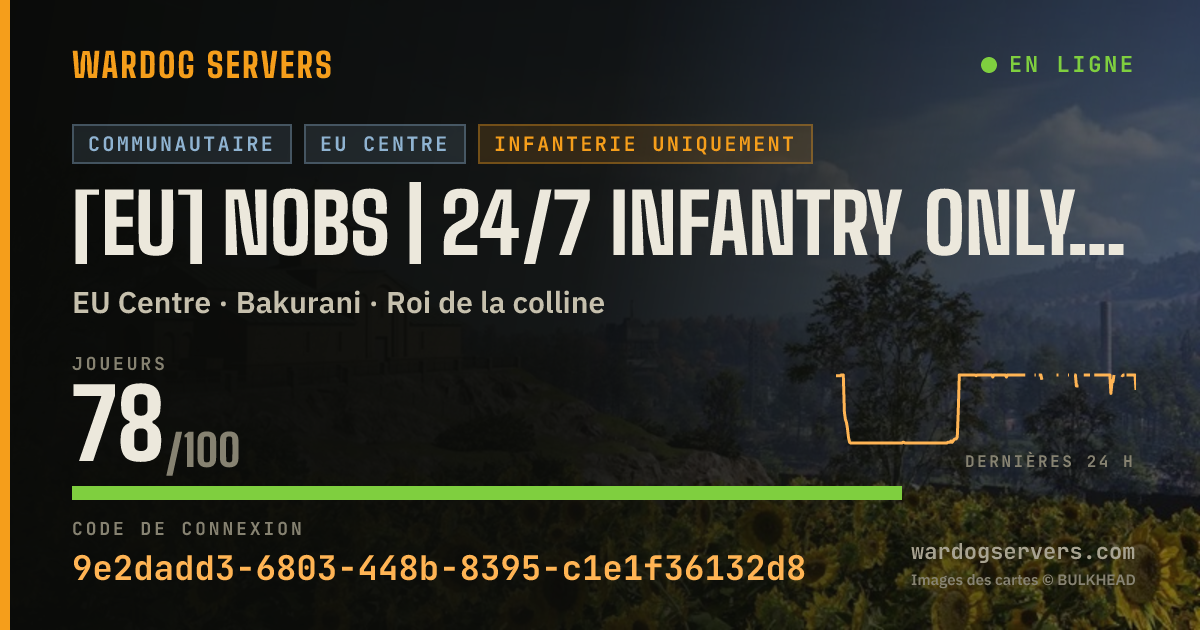 Bannière d’état en direct de [EU] NoBS | 24/7 Infantry Only | Discord.gg/NoBS | Max 180ms