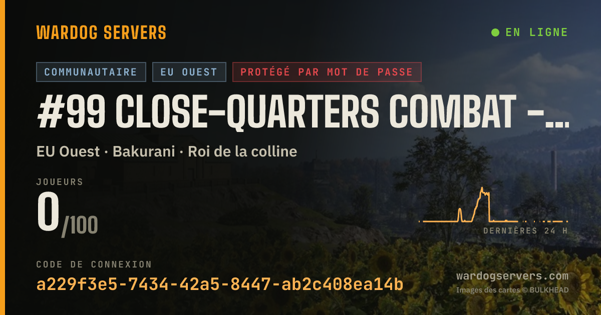 Bannière d’état en direct de #99 Close-Quarters Combat - Free Fighting - European Server Infa