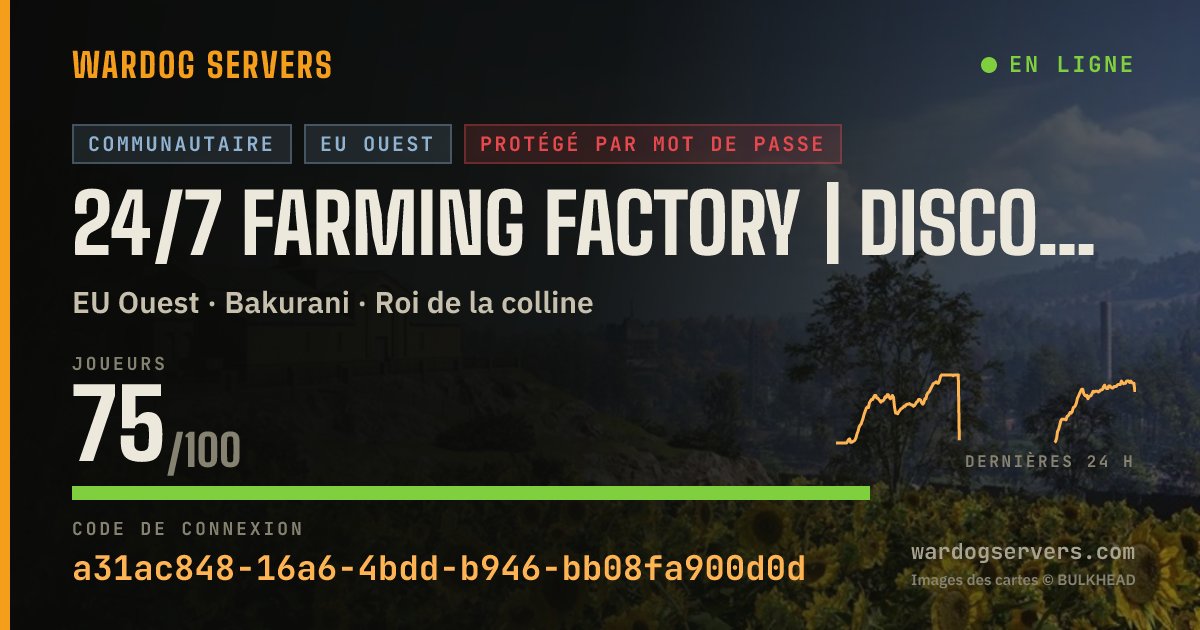 Bannière d’état en direct de 24/7 Farming Factory | discord.gg/gXSNme5TRG