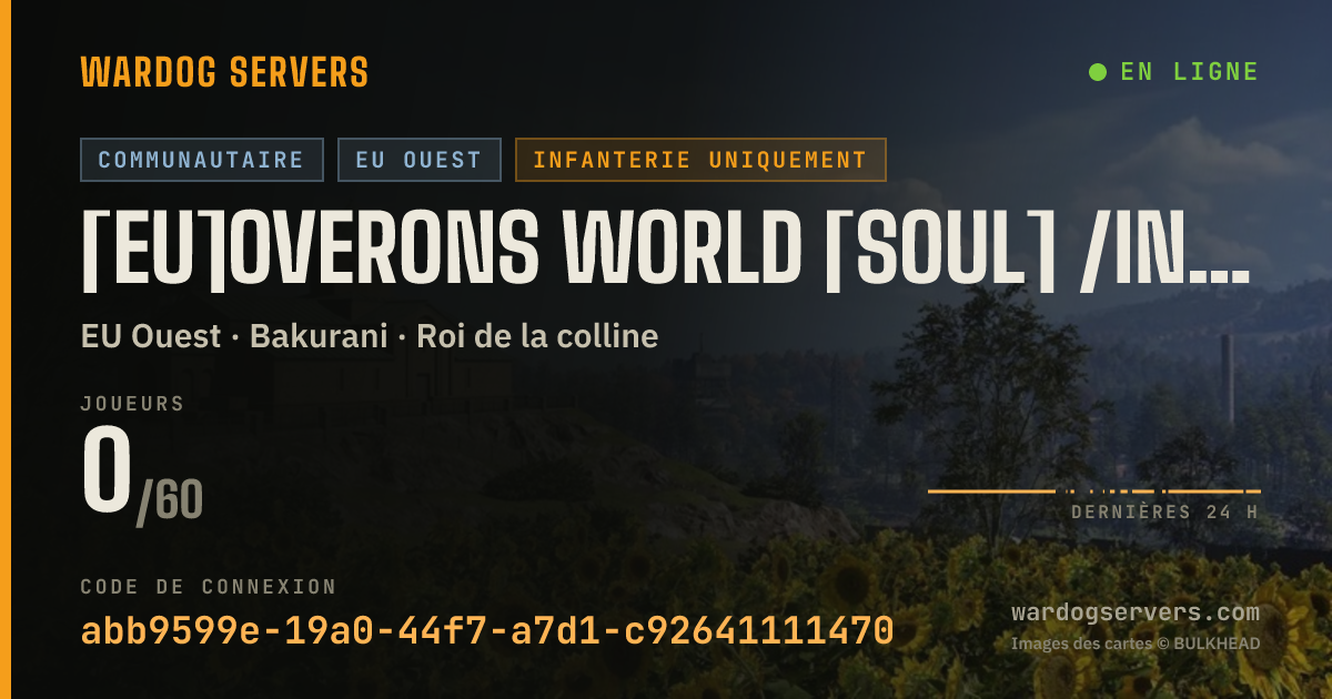 Bannière d’état en direct de [EU]Overons World [SOUL] /Infantry/Max LVL 100