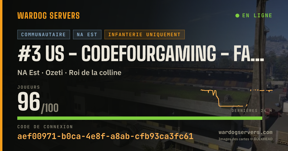 Bannière d’état en direct de #3 US - CodeFourGaming - Fast Match - Infantry - discord.gg/c4g