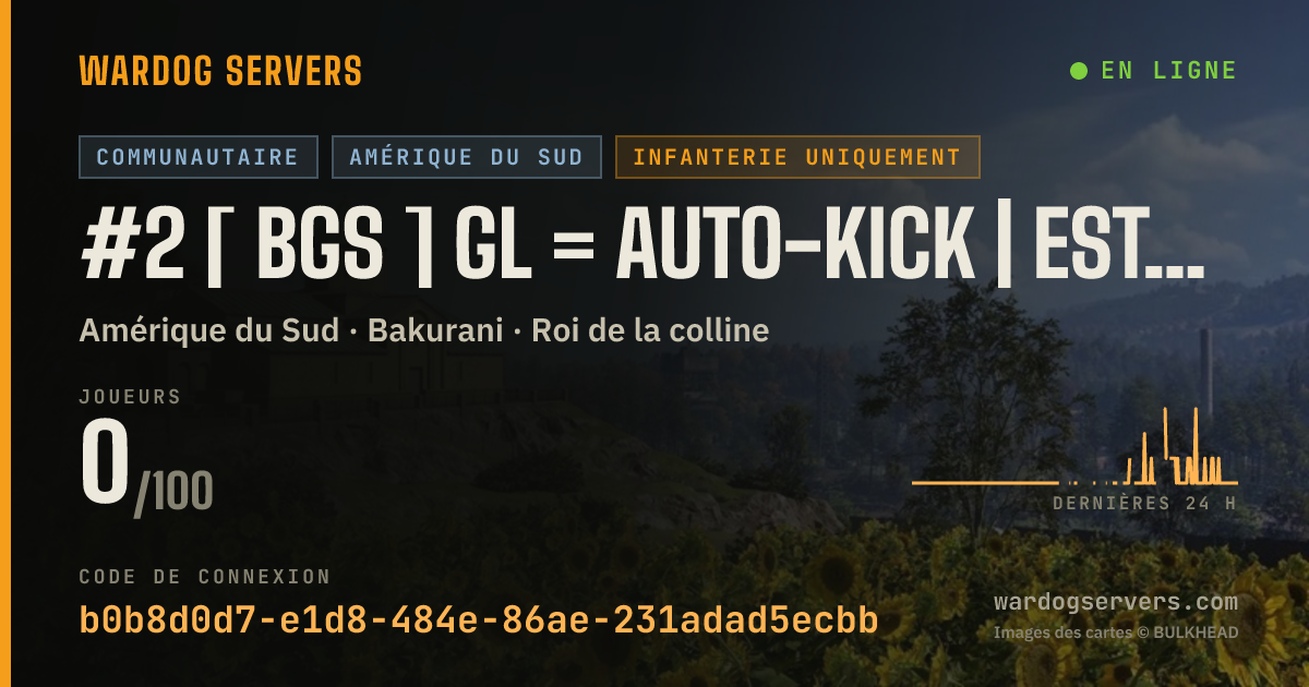 Bannière d’état en direct de #2 [ BGS ] GL = AUTO-KICK | ESTATÍSTICAS | bgswardogs.com.br