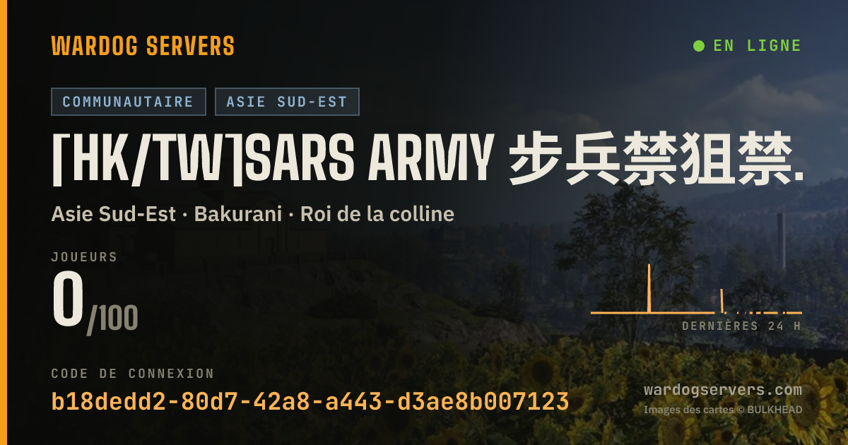 Bannière d’état en direct de [HK/TW]SARS Army 步兵禁狙禁車殺 INF NO SNIPER NO VIC +5%