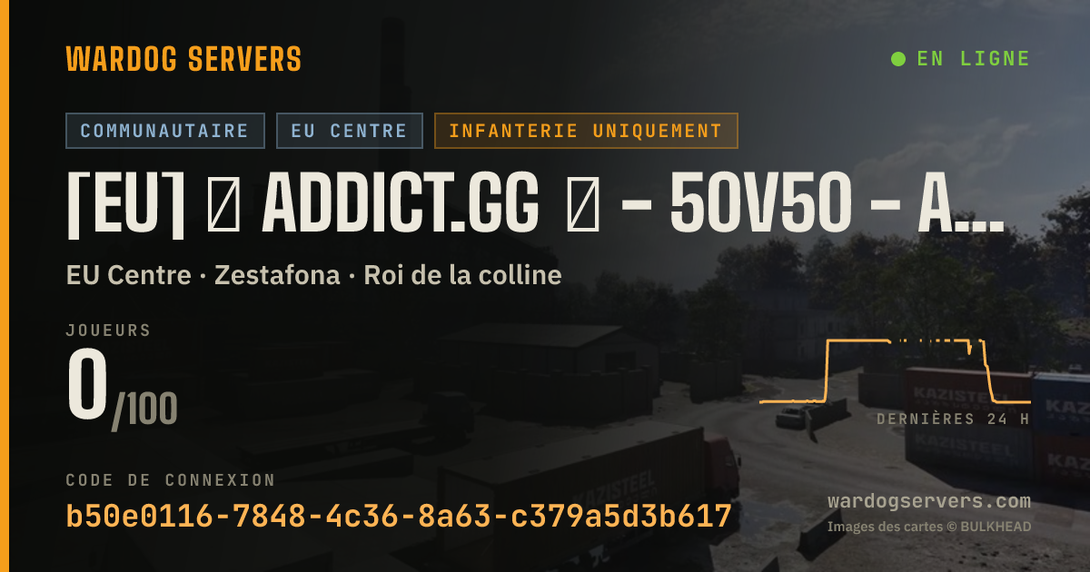 Bannière d’état en direct de [EU] ⊙ ADDICT.GG ⊙ - 50v50 - Anti Cheat Custom