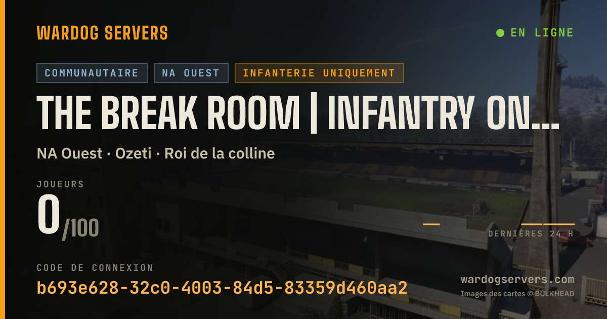 Bannière d’état en direct de The Break Room | Infantry Only | No GL Heli