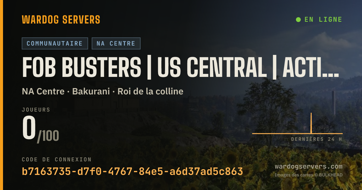 Bannière d’état en direct de FOB Busters | US Central | Active Admins