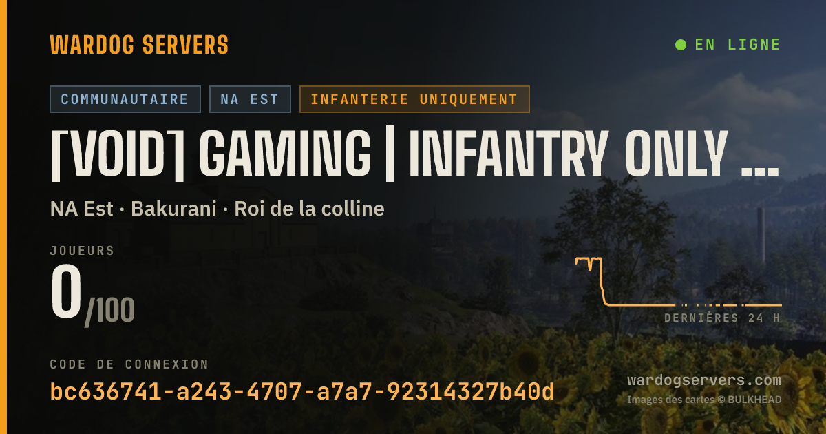 Bannière d’état en direct de [VOID] Gaming | Infantry Only | Persistent Stats: voidgaming.org