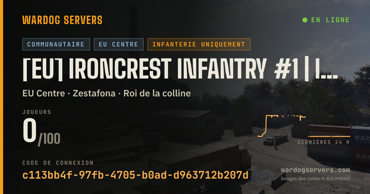 Bannière d’état en direct de [EU] Ironcrest INFANTRY #1 | IRONCREST.GG | discord.gg/ironcrest