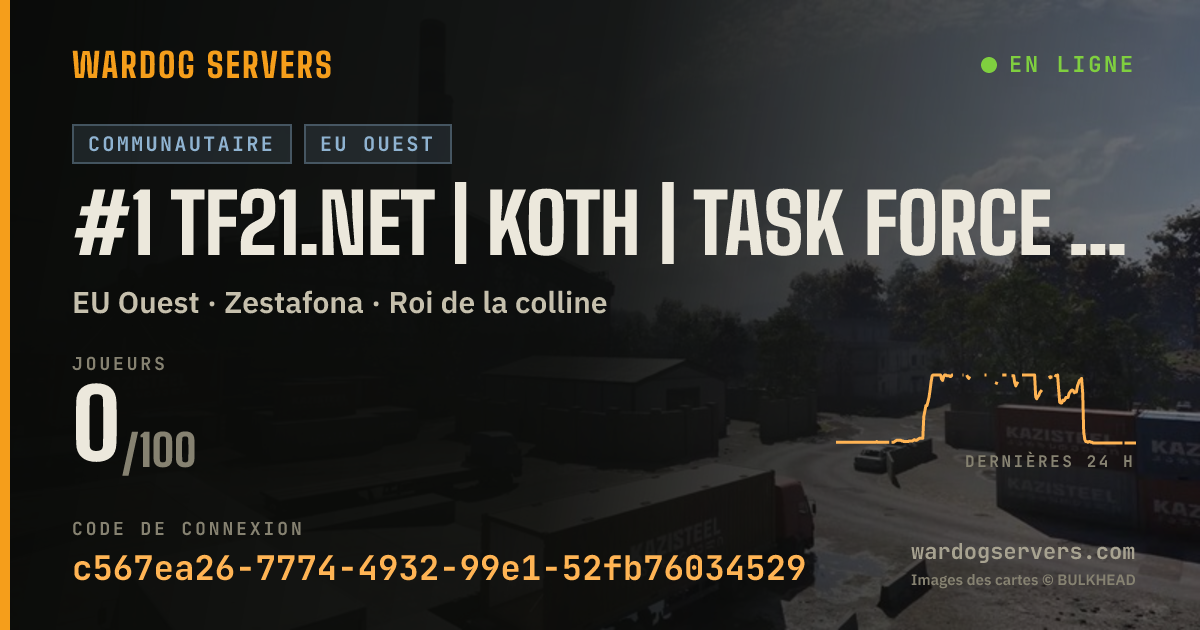 Bannière d’état en direct de #1 TF21.NET | KOTH | Task Force 21 | Earn Prio | .gg/TF21