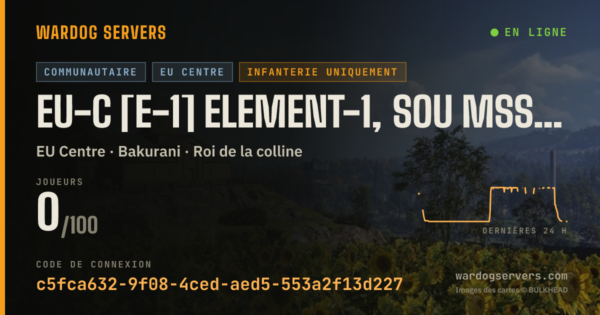 Bannière d’état en direct de EU-C [E-1] ELEMENT-1, SOU MSS → INFANTRY ONLY | 50/50