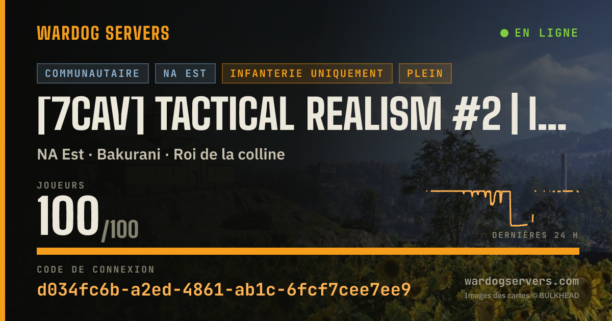 Bannière d’état en direct de [7CAV] Tactical Realism #2 | Infantry Only NO HELI + MGL | disco