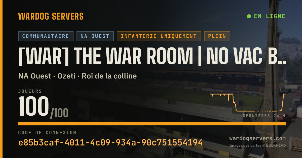 Bannière d’état en direct de [WAR] The War Room | No VAC Bans | Infantry Only | No GL Heli