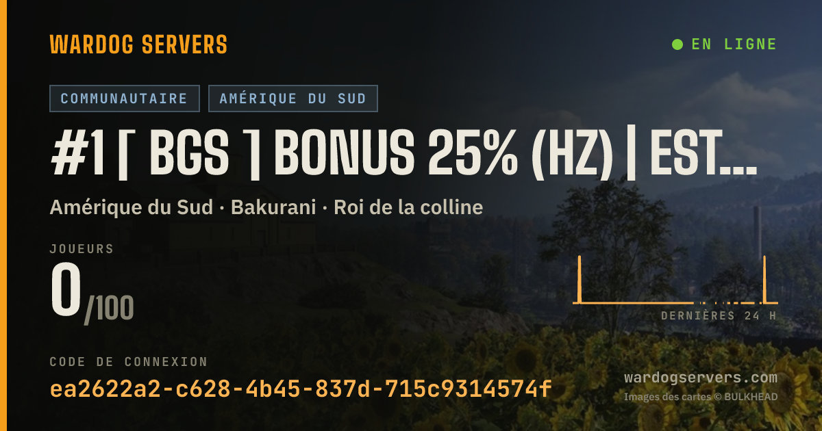 Bannière d’état en direct de #1 [ BGS ] BONUS 25% (HZ) | ESTATÍSTICAS | bgswardogs.com.br