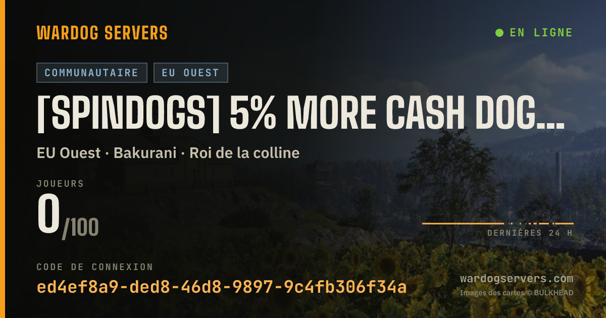 Bannière d’état en direct de [SPINDOGS] 5% More Cash Dog Spinning Warfare 24/7