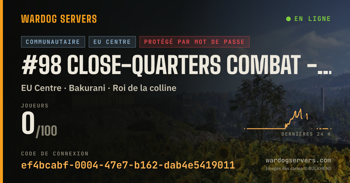 Bannière d’état en direct de #98 Close-Quarters Combat - Free Fighting - European Server Infa