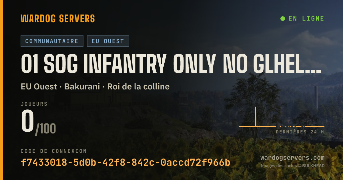 Bannière d’état en direct de 01 SOG Infantry Only NO GLHELi (ADMINS)+5% XP/CASH DISCORD