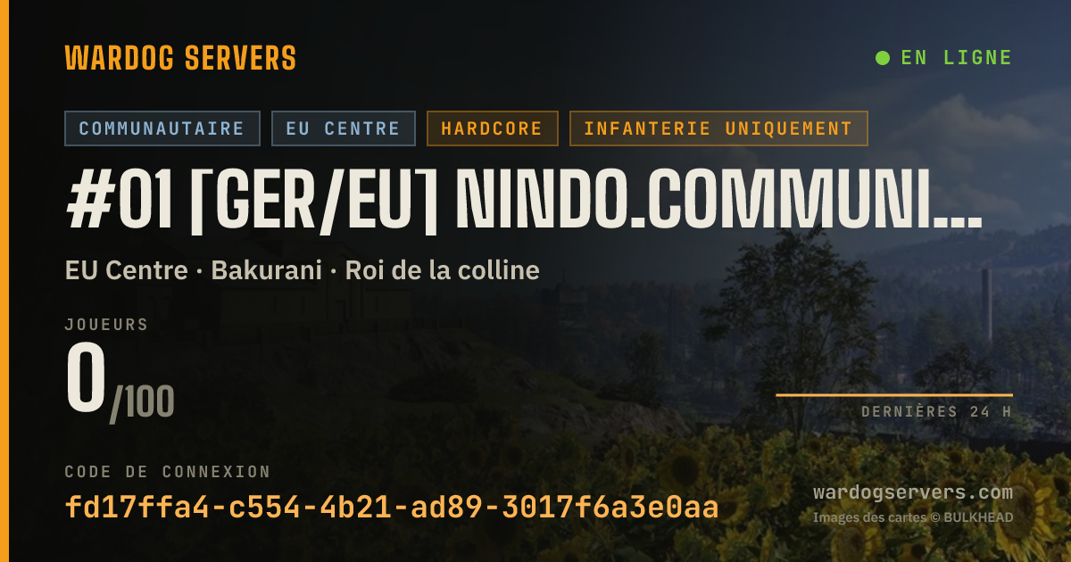 Bannière d’état en direct de #01 [GER/EU] Nindo.Community Server || INFANTRY + HARDCORE