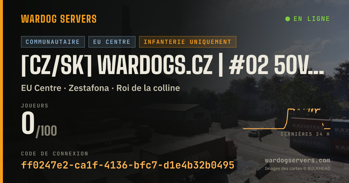 Bannière d’état en direct de [CZ/SK] WARDOGS.CZ | #02 50v50 INF ONLY | discord.gg/wardogsczsk