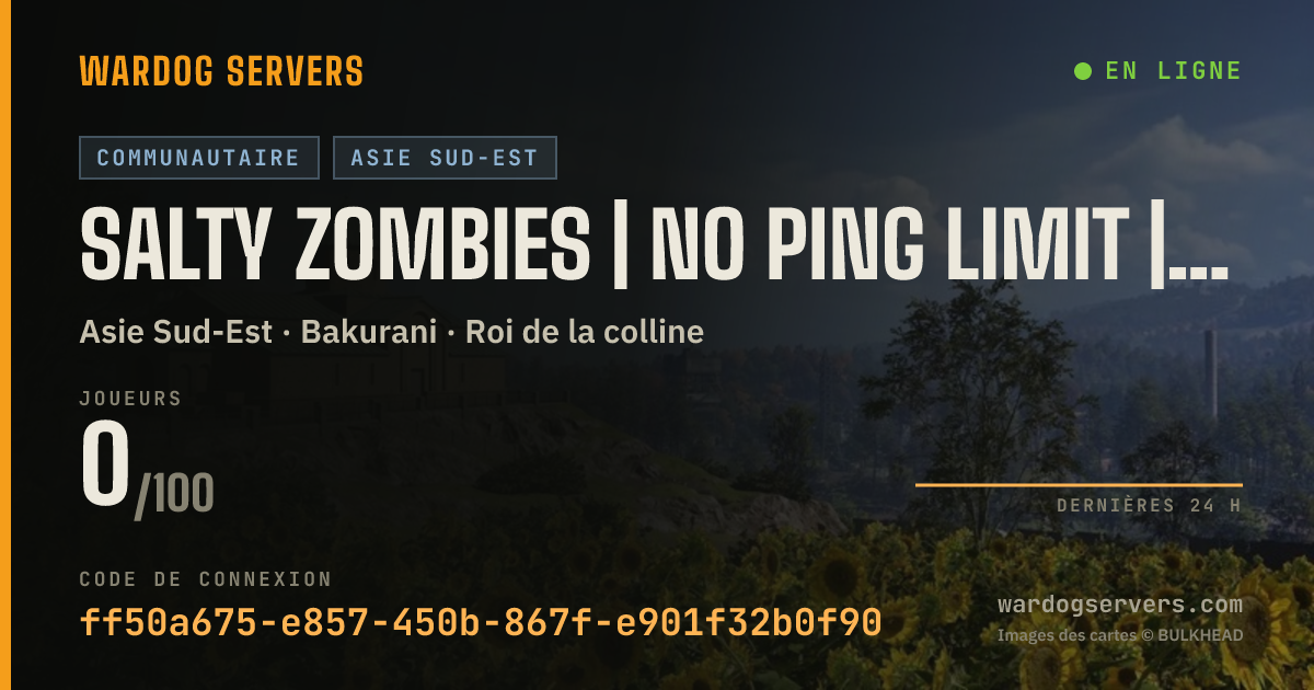 Bannière d’état en direct de SALTY ZOMBIES | NO PING LIMIT | ENGLISH | 24/7 ADMINS