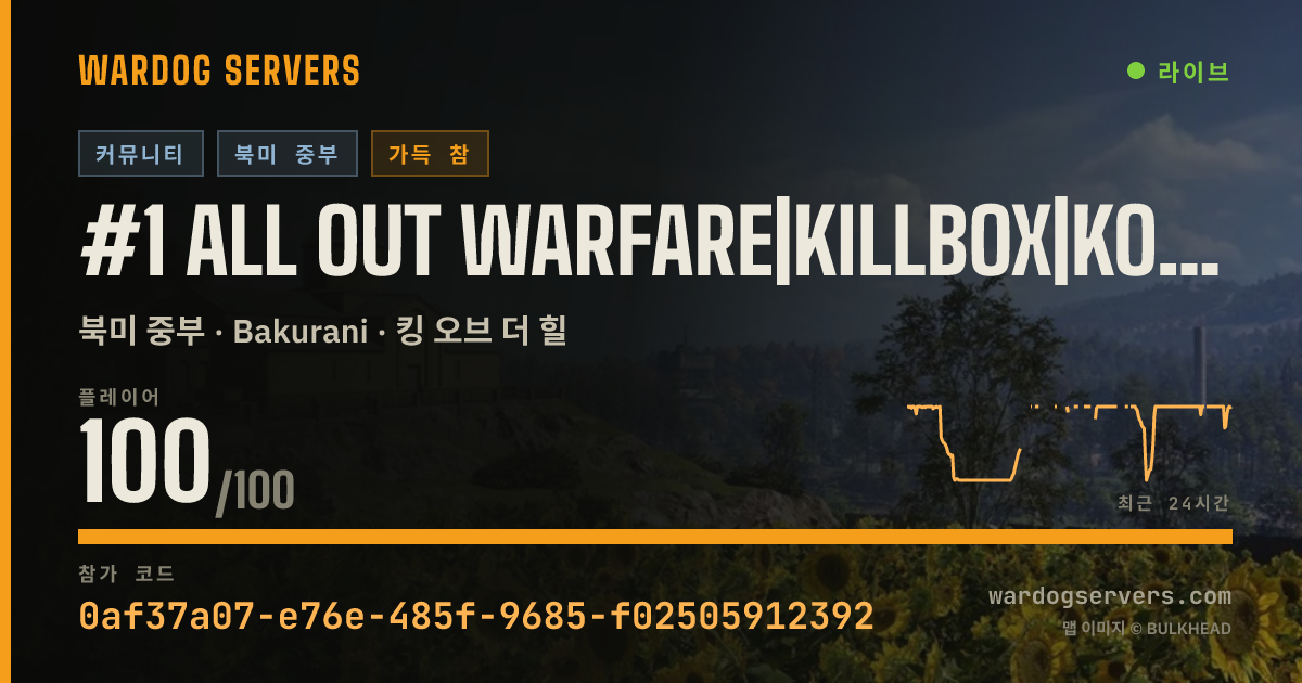 #1 ALL OUT WARFARE|KILLBOX|KOTH LVL30 MAX|DISCORD.GG/JOINKILLBOX 실시간 상태 배너