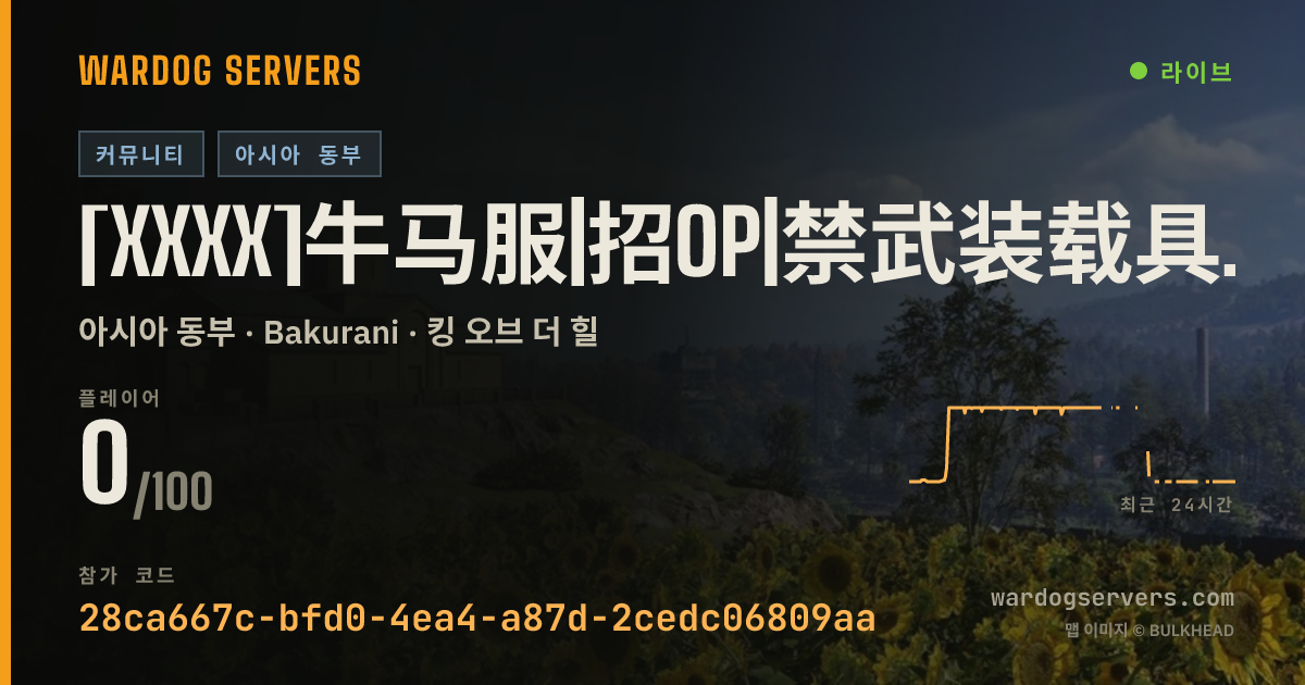 [XXXX]牛马服|招OP|禁武装载具和榴弹|禁攻击圈外补给卡|暂时禁.50 실시간 상태 배너