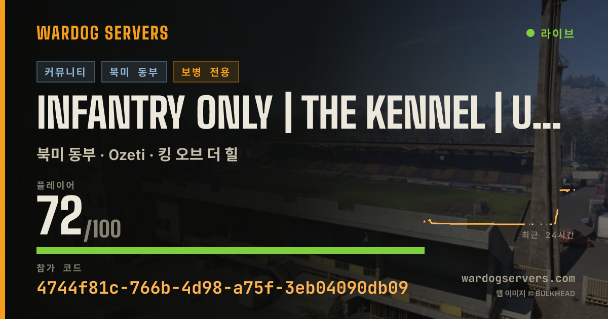 Infantry ONLY | The Kennel | US-East | No GL Heli 실시간 상태 배너