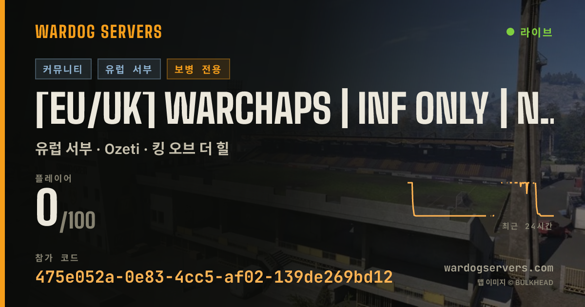 [EU/UK] WARCHAPS | Inf Only | No GL Heli | Active Admins 실시간 상태 배너