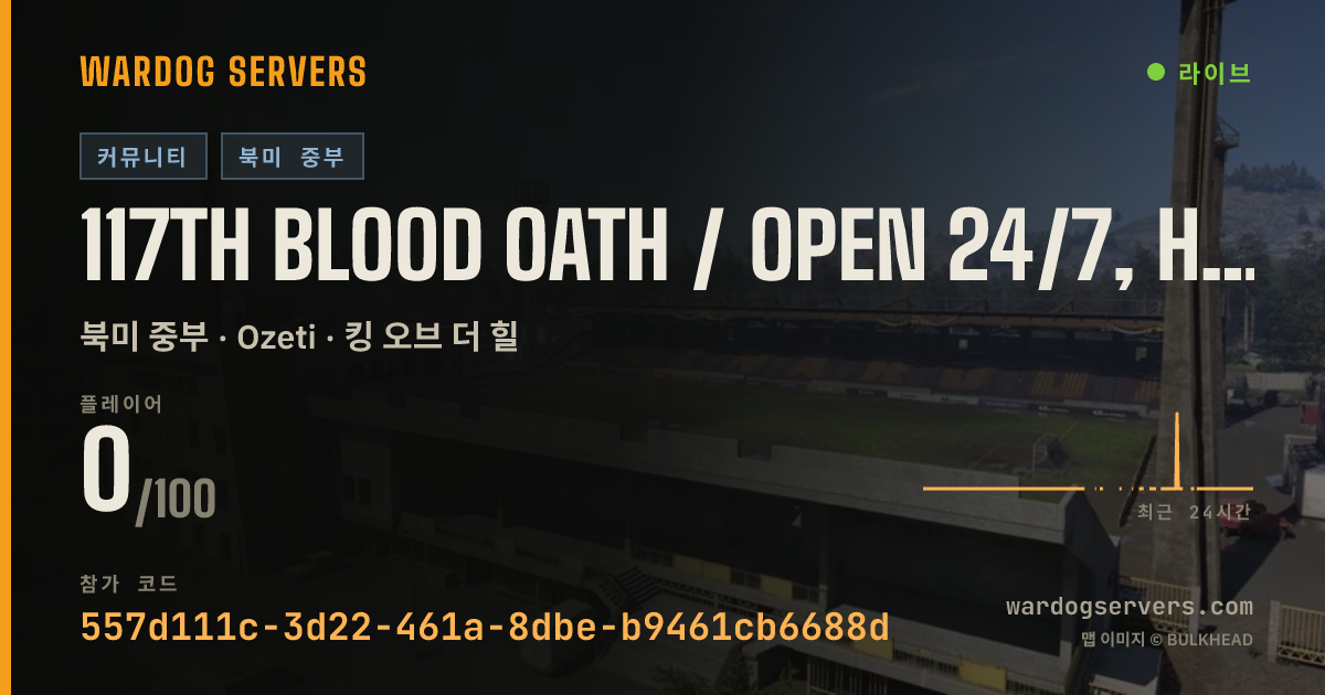 117th Blood Oath / open 24/7, hardcore nights, events 실시간 상태 배너