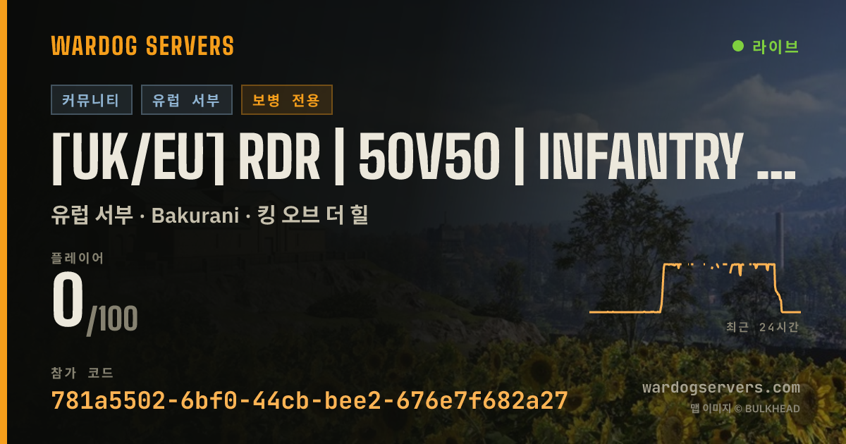 [UK/EU] RDR | 50v50 | Infantry | Discord.gg/rdrwardogs 실시간 상태 배너