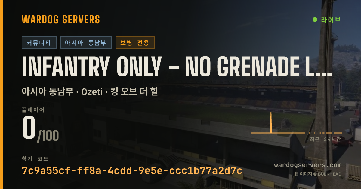 Infantry only - No Grenade Launchers, Armed Vehicles, Snipers 실시간 상태 배너