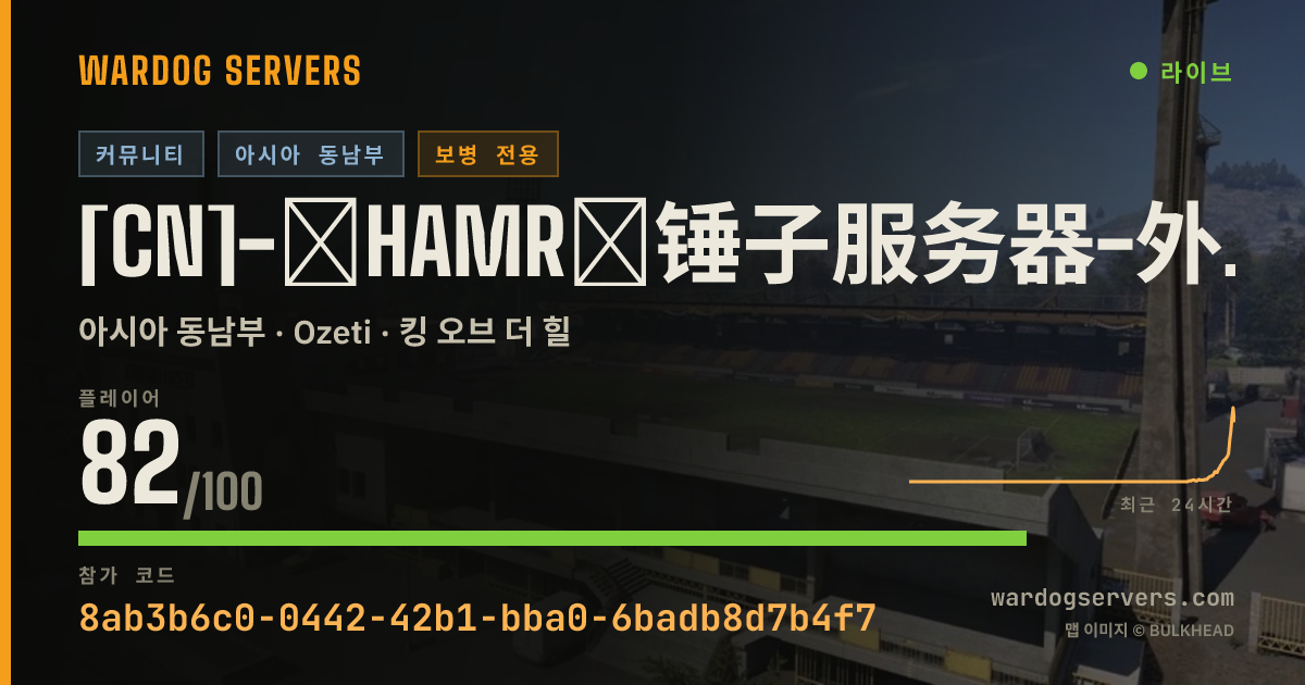 [CN]-︾HAMR︾锤子服务器-外挂秒踢 I 禁止迫击炮 I qq群：1109286271 실시간 상태 배너