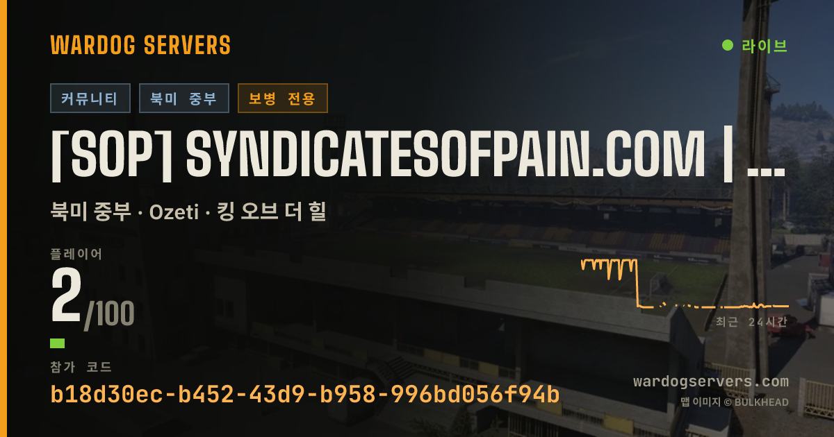 [SoP] syndicatesofpain.com | 50vs50 | No GL's on Heli's 실시간 상태 배너