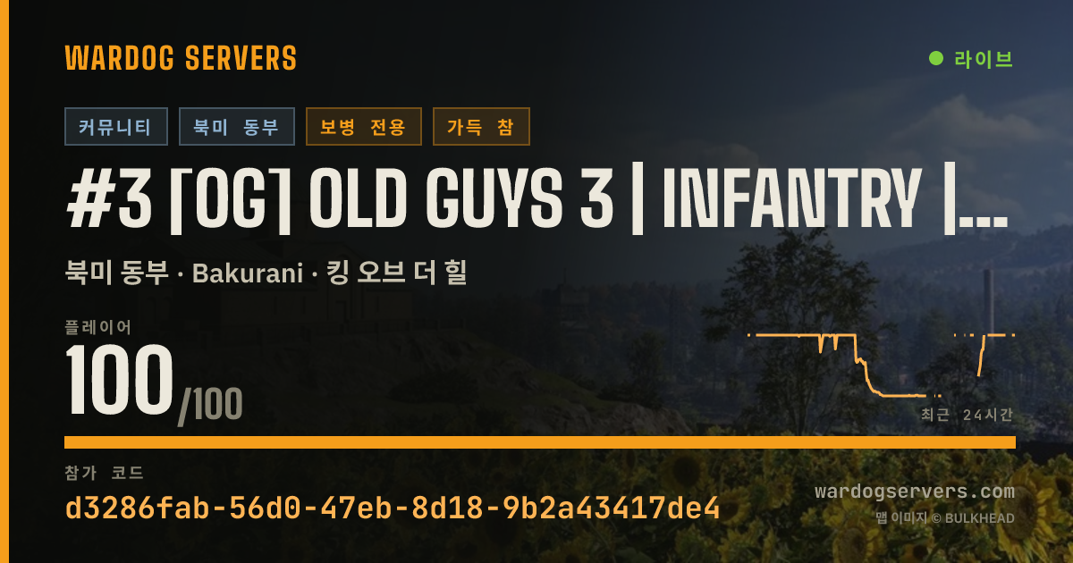 #3 [OG] Old Guys 3 | Infantry | NO GL | Boosted XP & Cash 실시간 상태 배너