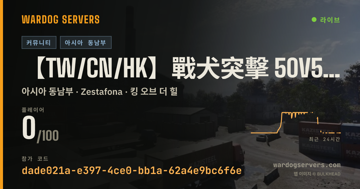 【TW/CN/HK】戰犬突擊 50v50｜ VAC反作弊 ｜管理常駐24h｜暖服防踢送免排隊 禁斷補壓家 ｜Q群：1070827 실시간 상태 배너