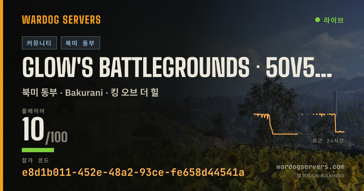 Glow's Battlegrounds · 50v50 · US EAST JFK · discord.gg/glows 실시간 상태 배너