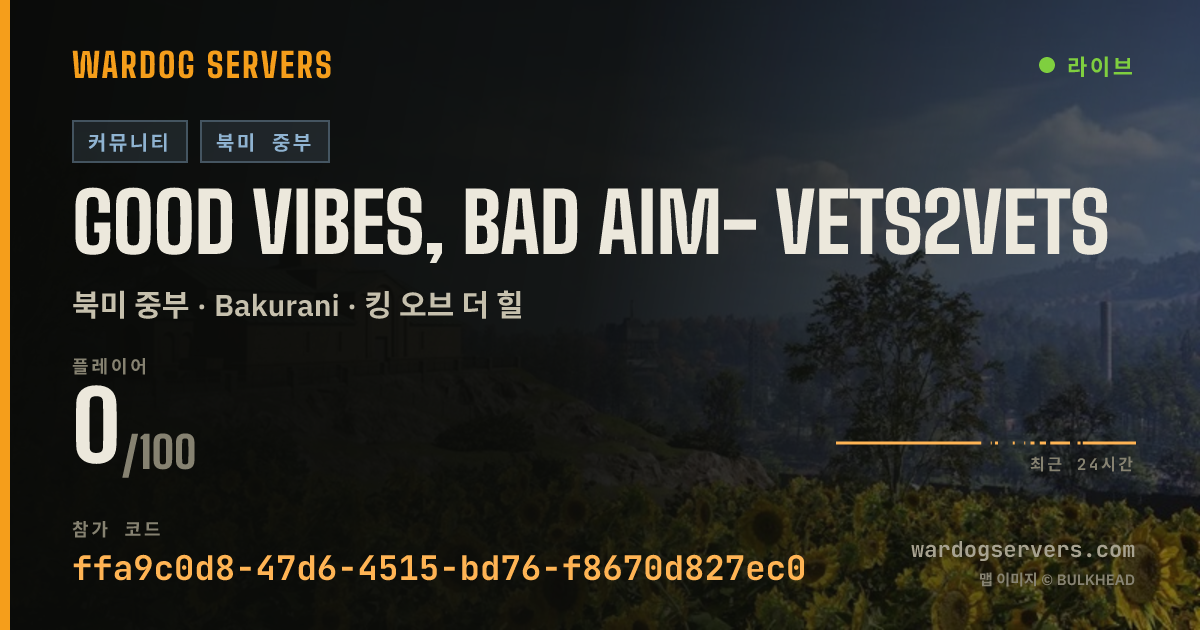 Good Vibes, Bad Aim- Vets2vets 실시간 상태 배너