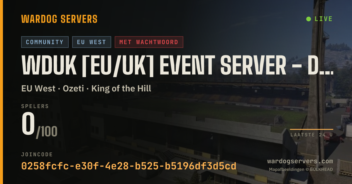 Live statusbanner voor WDUK [EU/UK] EVENT Server - Discord.gg/wardogsuk