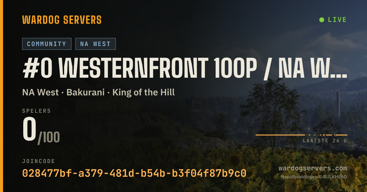 Live statusbanner voor #0 WESTERNFRONT 100P / NA WEST / ACTIVE ADMIN TEAM