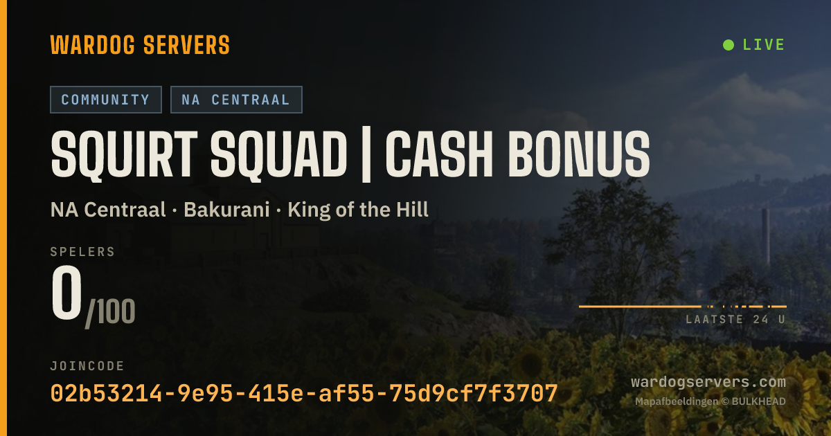 Live statusbanner voor Squirt Squad | Cash Bonus