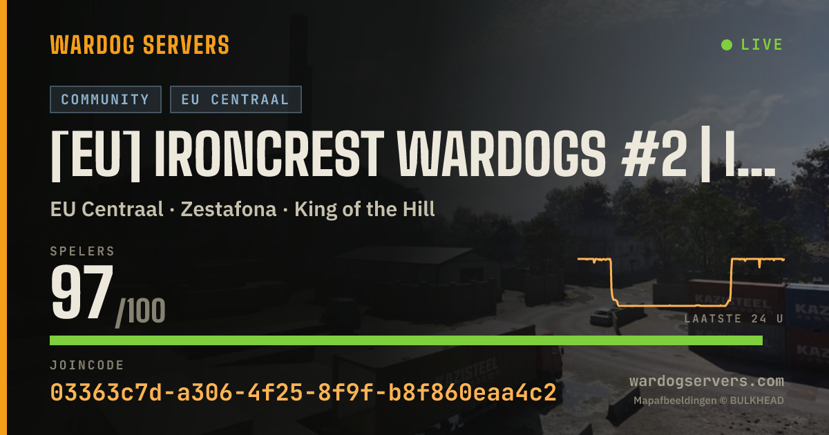 Live statusbanner voor [EU] Ironcrest Wardogs #2 | IRONCREST.GG | discord.gg/ironcrest