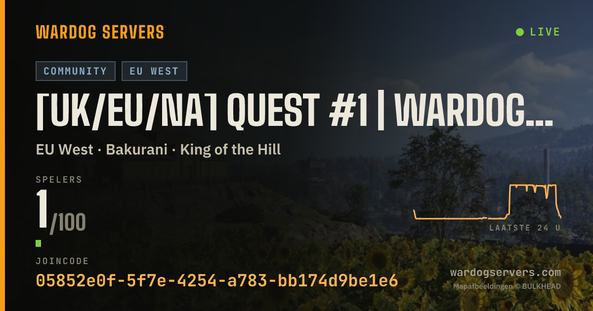 Live statusbanner voor [UK/EU/NA] QUEST #1 | wardogs.gay